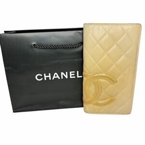 Chanel Quilted Long Wallet - Classic CC Logo -Camel/Beige - Orange CC Interior